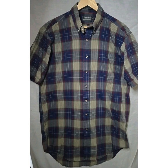 Cambridge Hall Other - Cambridge Hall Short Sleeve Button Shirt Plaid, Men's Sz Lg Tall, USA Made